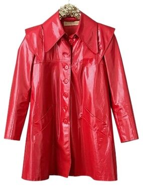RARE Vintage 1960s Barbarella Finland Red A-Line Raincoat London Provenance